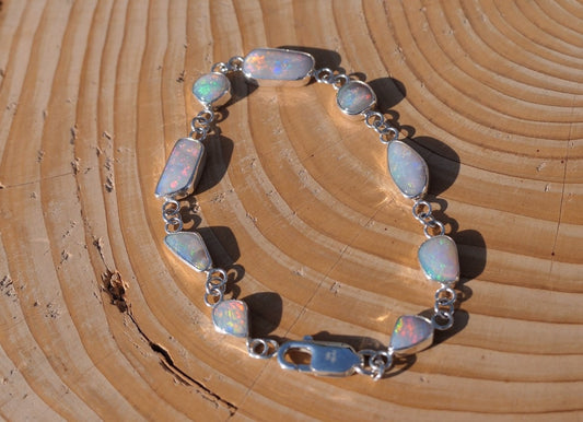 Completely unique and absolutely stunning silver opal bracelet!