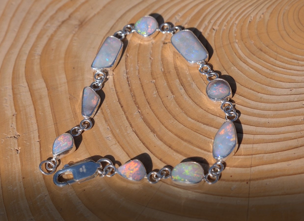 Completely unique and absolutely stunning silver opal bracelet!