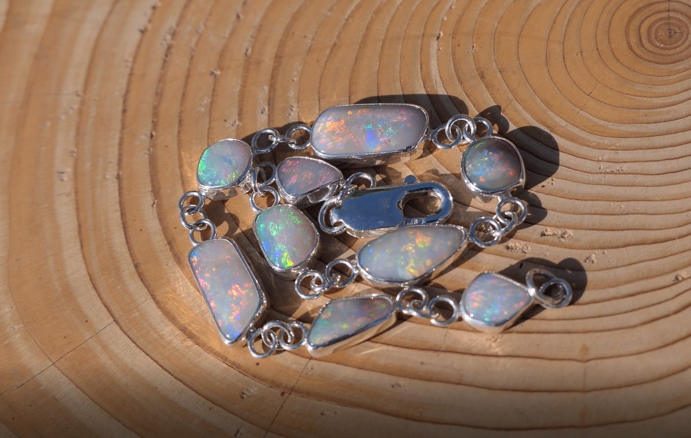 Completely unique and absolutely stunning silver opal bracelet!