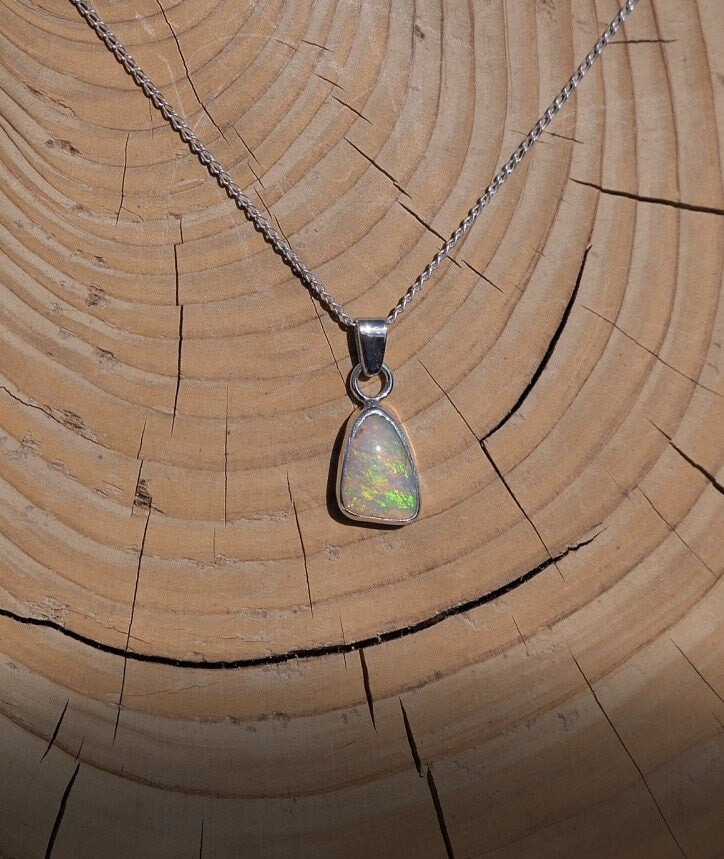 Silver Mintabie solid Opal necklace