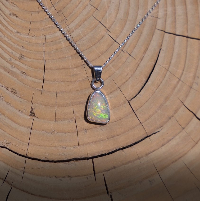 Silver Mintabie solid Opal necklace