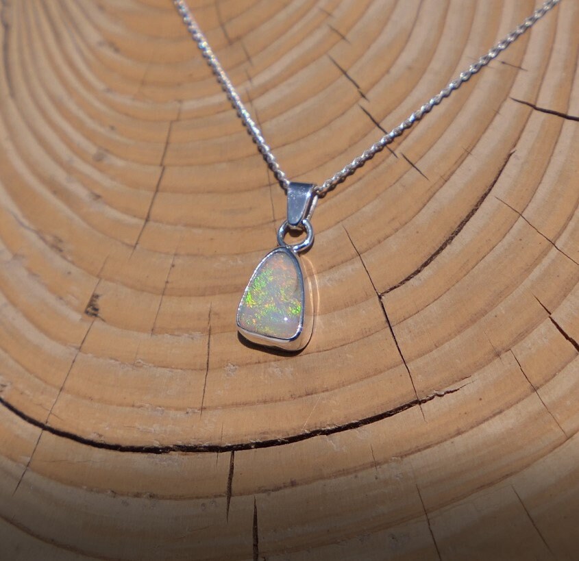 Silver Mintabie solid Opal necklace