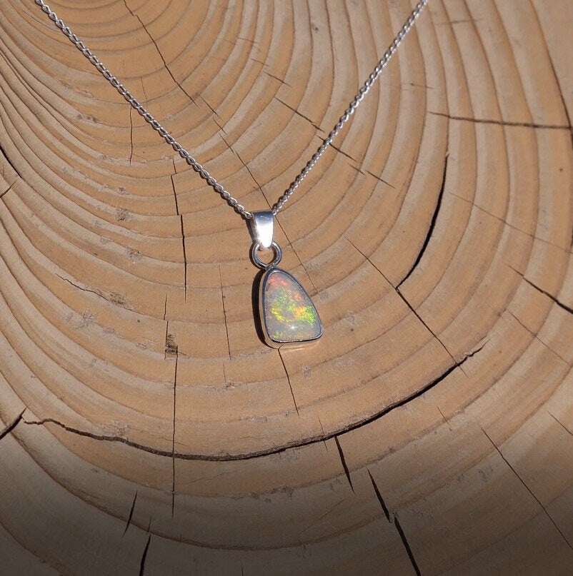 Silver Mintabie solid Opal necklace