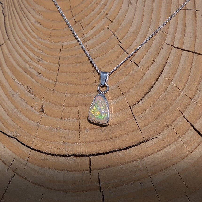 Silver Mintabie solid Opal necklace