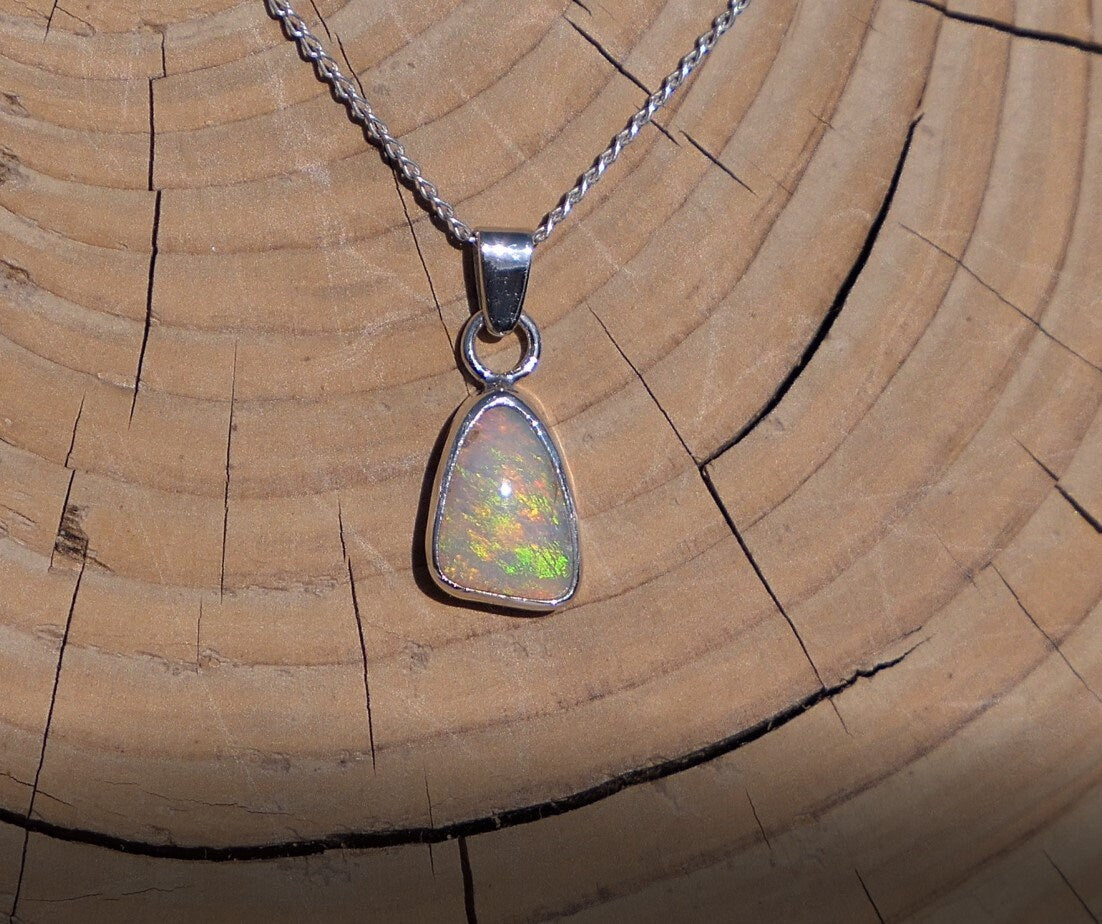 Silver Mintabie solid Opal necklace